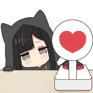 ❤️ アニメ, ちび, ハート, 可愛い, 猫耳, 女の子 whatsapp sticker