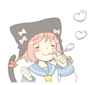 ☺️ anime, cat ears, heart, cute, kawaii, chibi, sticker whatsapp sticker