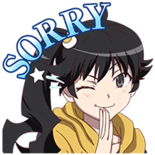 🙏 SORRY Anime, Ragazza, Carina, Scusa, Mi dispiace, Occhiolino telegram sticker