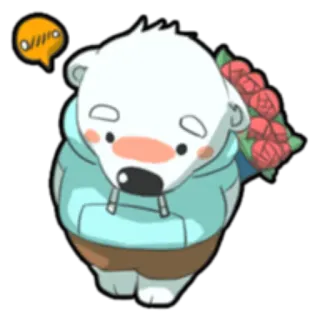💐 Bär, süß, Blumen, Cartoon, Tier, Rose telegram sticker