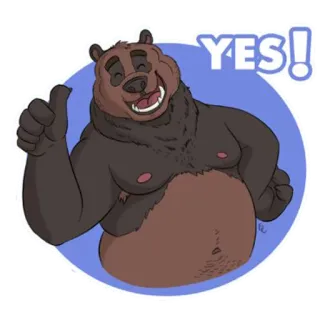 👍 YES! Bär, Daumen hoch, Cartoon, Zustimmung, Glücklich whatsapp sticker