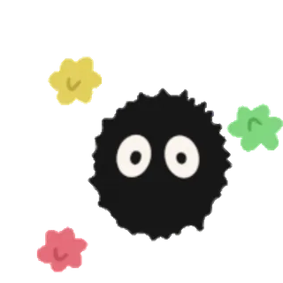 🥺 duendes del hollín, el viaje de Chihiro, lindo, dibujos animados, animación whatsapp sticker