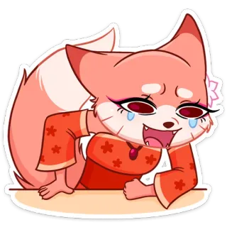 😔 лиса, животное, мультфильм, милый, плачущий, аниме, манга telegram sticker