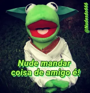 😏 Nude mandar coisa de amigo é! muppet, frog, costume, green, humor telegram sticker
