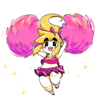 😃 Cheerleader, Pompons, Dessin animé, Mignon, Fille, Fan art whatsapp sticker
