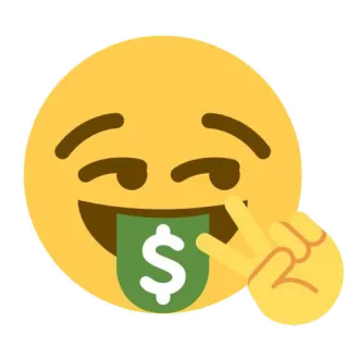 🤑 money, emoji, dollar sign, tongue, gesture, peace sign telegram sticker
