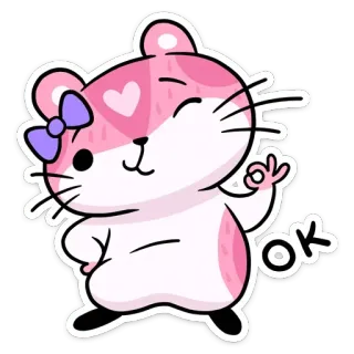👍 ok chuột hamster, dễ thương, nhãn dán, ok, hồng, động vật telegram sticker