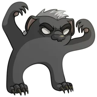 🦵 animal, ratel, agressif, dessin animé, autocollant whatsapp sticker