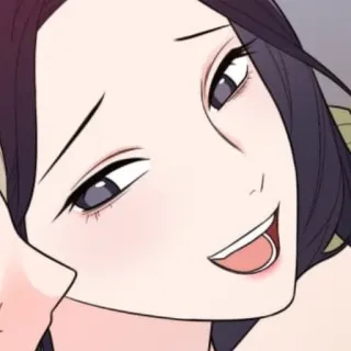 🖤 mulher, sorrindo, pessoa, rosto, desenho animado, personagem, feliz whatsapp sticker