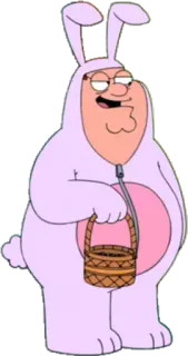 😍 Peter Griffin Family Guy 彼得·格里芬, 恶搞之家, 复活节, 兔子装, 篮子 telegram sticker