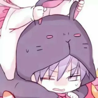 💚 animé, mignon, violet, lapin, kawaii telegram sticker