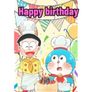 🎂 Doraemon Happy birthday sinh nhật, ăn mừng, hoạt hình, nhân vật, tiệc whatsapp sticker