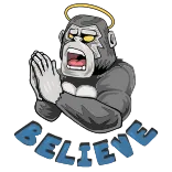 🙏 BELIEVE Gorilla, Engel, Glauben, Cartoon, Affe, Gebet, Halo telegram sticker
