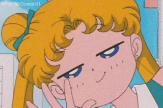 🙃 Sailor Moon animé, dessin animé, Sailor Moon, fille, personnage, signe de paix whatsapp sticker