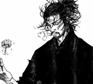 ⚔ Miyamoto Musashi Vagabond Samurái, Manga, Espada, Japón, Guerrero whatsapp sticker