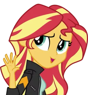 👋 Sunset Shimmer My Little Pony: Equestria Girls Sunset Shimmer, My Little Pony, Equestria Girls, kartun, animasi, melambai telegram sticker