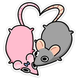❤ หนู, หนู, หัวใจ, ความรัก, สัตว์, การ์ตูน telegram sticker