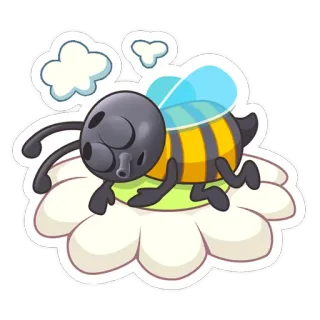 💤 pszczoła, kwiat, owad, śpiący, słodki, kreskówka telegram sticker