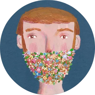 😊 bunga, jenggot, floral, wajah, potret whatsapp sticker
