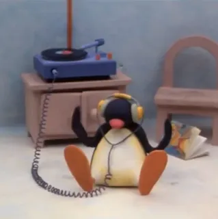 🎧 Pingu pinguino, cuffie, musica, giradischi whatsapp sticker