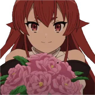 🌷 anime, hoạt hình, hoa, tóc đỏ, nhân vật telegram sticker