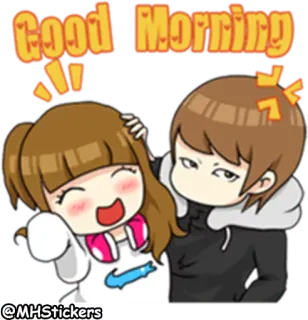 ☀️ Good Morning good morning, greeting, couple, cute, cartoon telegram sticker