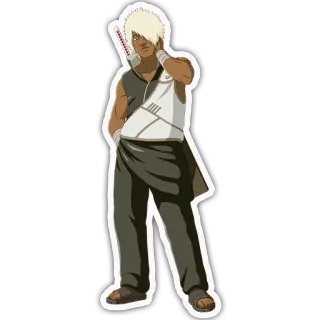😠 Anime, Mangá, Personagem, Espada, Preto e branco telegram sticker