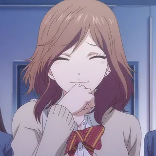 ➰ Anime, Ragazza, Cartone animato, Uniforme scolastica, Sorridendo, Ritratto whatsapp sticker