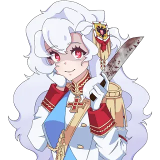 😈 アニメ, 女性, 血, ナイフ, 制服, 暴力, 悪, 武器 telegram sticker