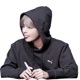 😛 V K-pop, cantante, BTS, idol, celebrità, coreano, uomo, persona telegram sticker