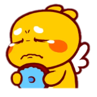 😢 piangere, triste, emotivo, personaggio giallo, cartone animato telegram sticker