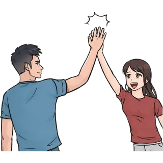 ✋ 하이파이브, 팀워크, 협업, 성공, 만화 telegram sticker