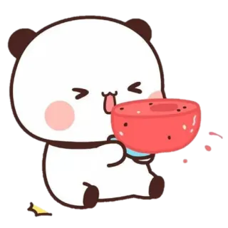 🍉 lindo, kawaii, panda, comiendo, dibujos animados whatsapp sticker