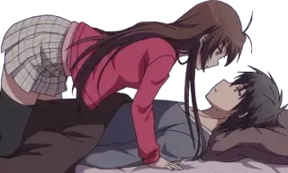 🛌 Anime, Romance, Coppia, Letto, Amore, Relazione telegram sticker