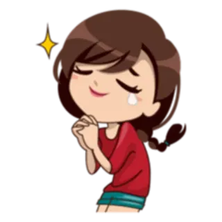 🙏 Dessin animé, Fille, Emoji, Mignon, Étincelle, Prière whatsapp sticker