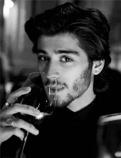 😍 Zayn Malik Zayn Malik, singer, portrait, man, drink, black and white telegram sticker