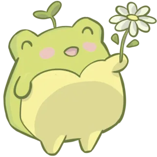 🌿 grenouille, dessin animé, mignon, fleur, animal, illustration telegram sticker