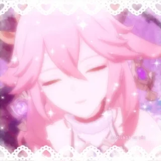 🤗 Yae Miko Genshin Impact 动漫, 游戏, 角色, 可爱, 萌, 粉色头发, 原神, 八重神子 telegram sticker