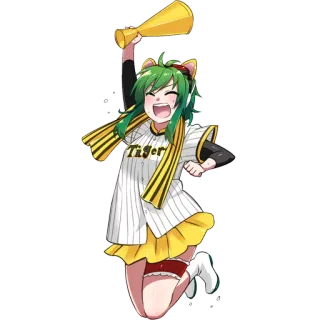 😆 Tiger Anime, Mädchen, Cheerleader, Tiger, Kawaii, Maskottchen telegram sticker