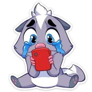 😭 piangere, puzzola, triste, cartone animato, animale, adesivo telegram sticker