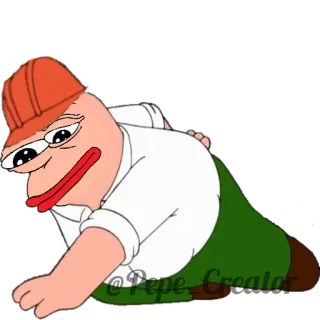 🐸 Pepe the Frog Pepe Creator pepe, grenouille, mème, construction, bâtisseur, casque de chantier, dessin animé telegram sticker