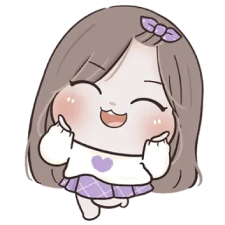 🌙 Cartoon, Meisje, Leuk, Sticker, Kawaii whatsapp sticker