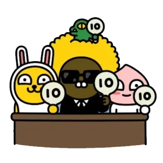 😉 kakao friends, judge, scoring, cartoon telegram sticker