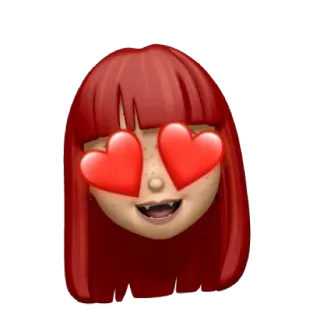 😍 Emoji, Amore, Capelli rossi, Occhi a cuore, Carino, Memoji telegram sticker