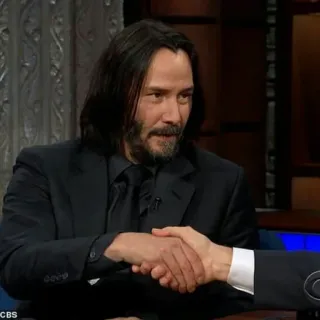 ⭐️ Keanu Reeves Keanu Reeves, Schauspieler, Handschlag, Interview, Talkshow telegram sticker