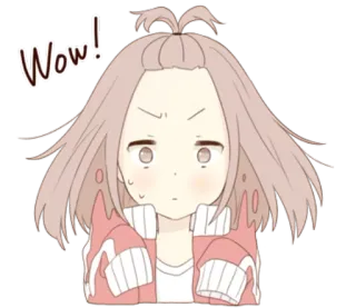 😮 Wow! Anime, Ragazza, Wow, Espressione, Carino, Cartone animato telegram sticker