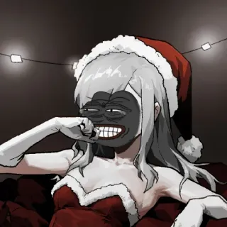 😂 Pepe the Frog pepe, クリスマス, アニメ, サンタ, 女の子, ミーム telegram sticker