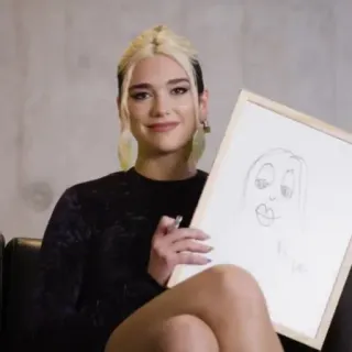 📌 Dua Lipa Dua Frau, Sängerin, Promi, Zeichnung, Porträt whatsapp sticker