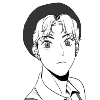 😕 homem, retrato, desenho, preto e branco telegram sticker