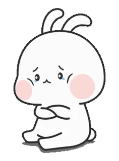 😢 triste, pleurs, lapin, mignon, dessin animé, lapin, animal telegram sticker